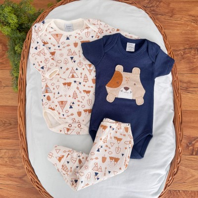  CONJ. DE MALHA 3 PEÇAS - Dog - Azul Marinho e Off White